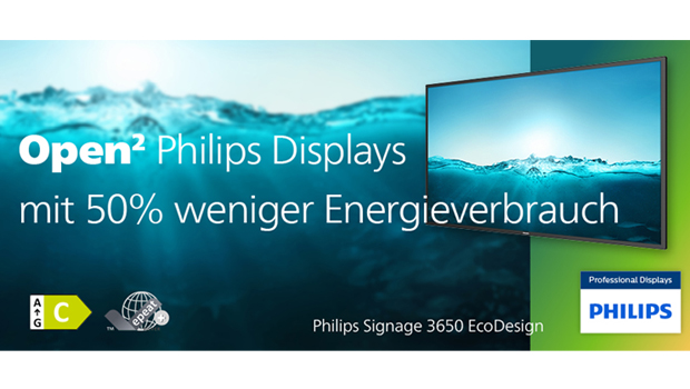 Dank des EcoDesigns sorgt die QE-Line des Philips Signage 3650QE für 4K Ultra HD-Leistung bei nur 50 Prozent des üblichen Stromverbrauchs.