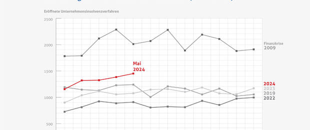 Die Entwicklung der Unternehmensinsolvenzen und der eröffneten Unternehmensinsolvenzverfahren (Bild: VID)